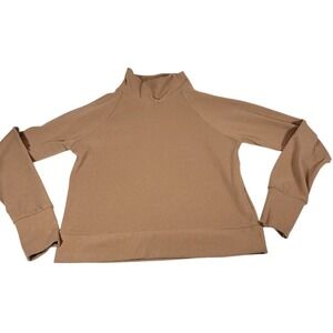 Kyodan Outdoor Womens Mock Neck Pullover Top Tan Long Sleeve Thumbholes Size S
